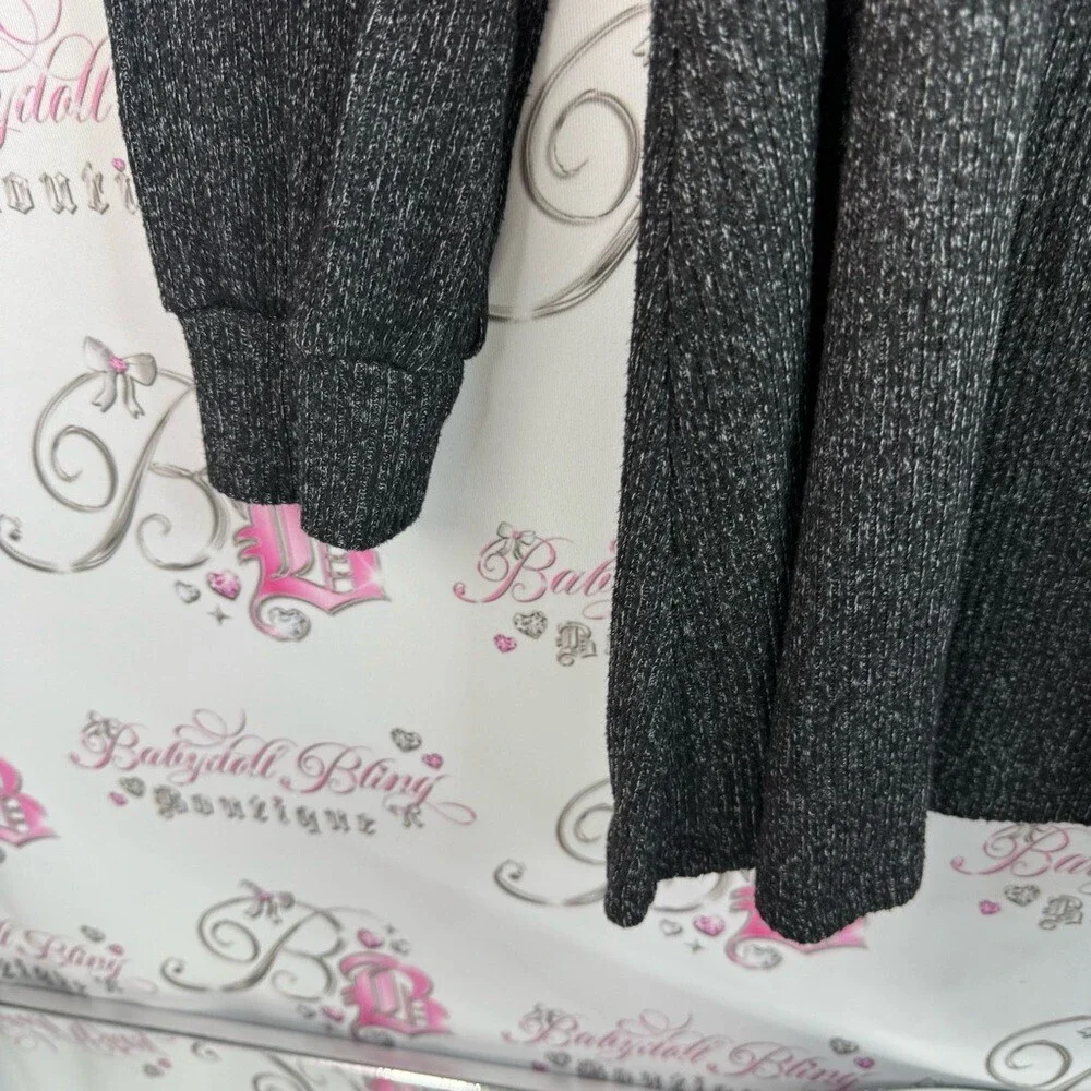 Lily Morgan shirt knit style heathered Black Long Sleeve Knit Top flowy